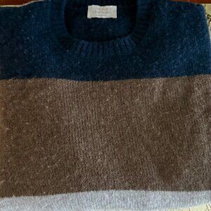 Gran Sasso of Italy "Air Wool" Crew Neck Sweater Sz52  Blue,Brn &Beige 100% Wool